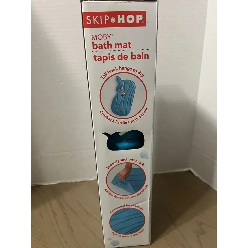 Skip Hop Moby Bathmat Blue Whale Shaped Non-Slip New